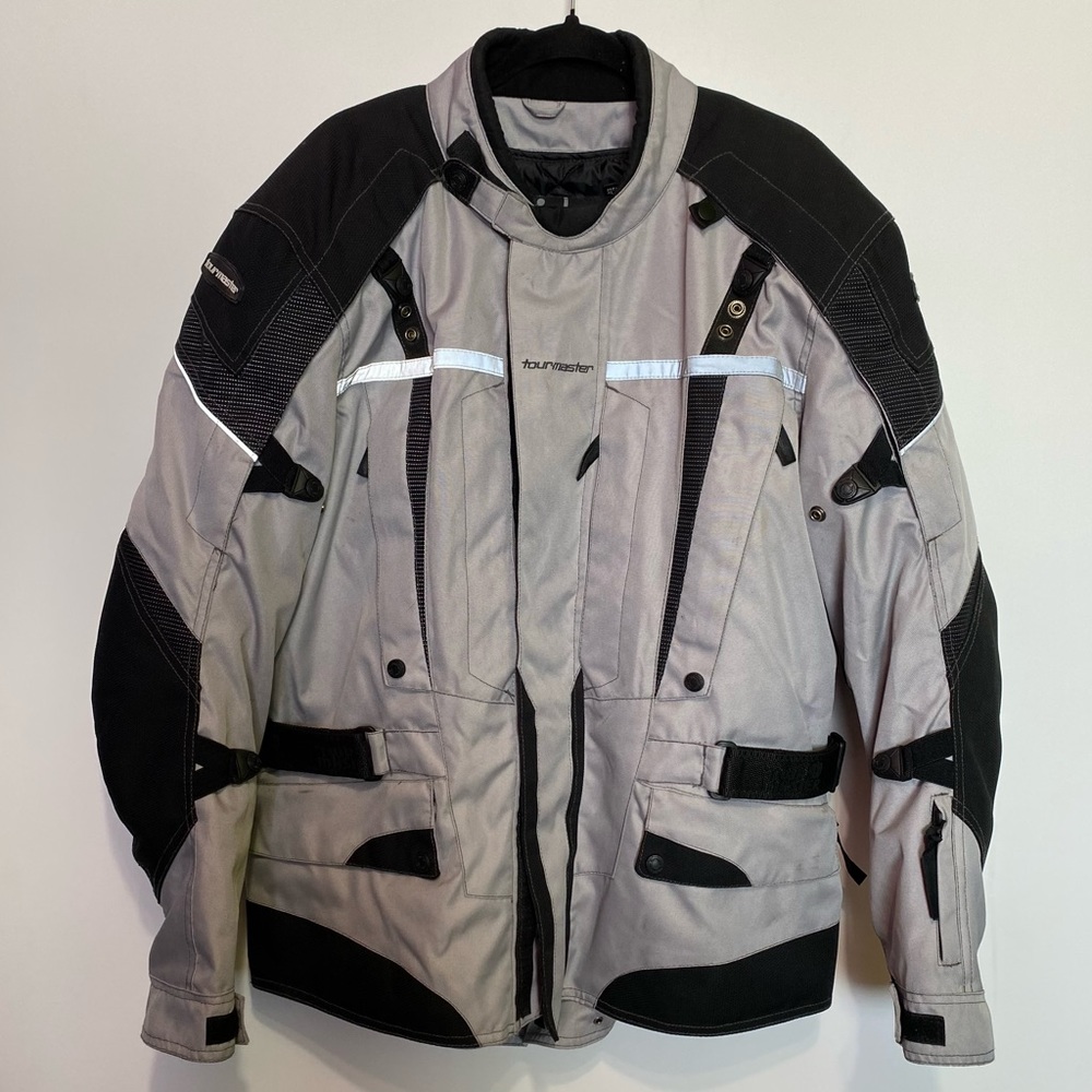 Tour Master Transition Series 2 Motorcycle Jacket Mens Size XL/46 Street Silver